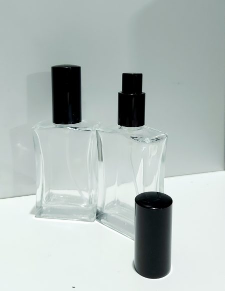 Perfume Glass Bottle (Silver / Black Cap) 50ml - Atelier Detail View 2
