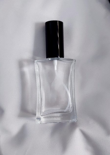 Perfume Glass Bottle (Silver / Black Cap) 50ml - Atelier Detail View 3