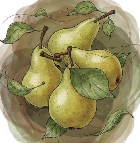English Pear and Freesia Watercolor Showcase