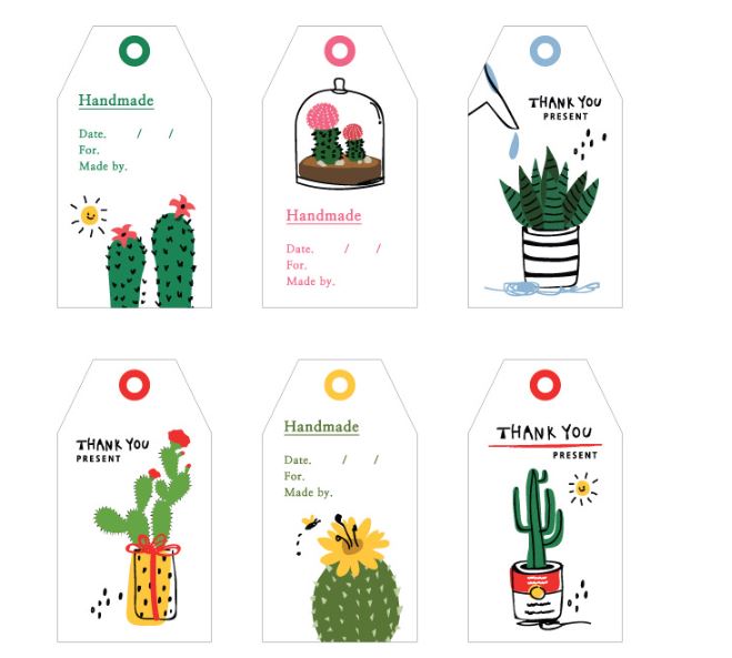 Cactus Tag Label 6 Piece Set - Sydney Byulnimassi Artisan Craft Supplies